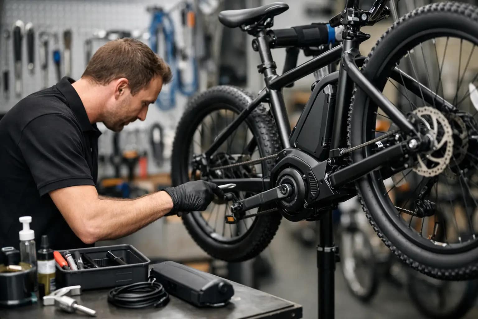 Entretien vélo électrique en atelier